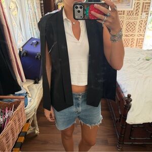 Nasty Gal Black Open-Sleeve Cape Blazer